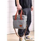 Dual-Layer Leakproof Insulated Lunch Tote Bag with Adjustable Shoulder Strap Gray
