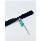 Faux Velvet Choker With Turquoise Stone Charm