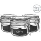 Glass Storage Jars with Labels - 125ml - White Seal - Pack of 6