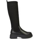 'Maylee' Chunky Sole Knitted Knee High Sock Biker Boots