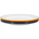 White Enamel Dinner Plates 25.5cm 4 Colours