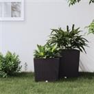 Planter with Removable Inner Brown 21 / 32 L PP Rattan