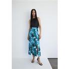 Printed Spliced Midi Skirt