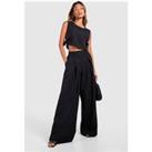 High Waisted Pleated Wide Leg Trouser