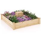 Outdoor Raised Garden Bed Open Base Wooden Elevated Planter with Composting Bin