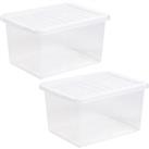 Storage Box Underbed 2 x 31 Litre Stackable Plastic Tidy Organiser Lid