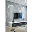 9.5M X 53Cm 3D Modern Water Waves Fashion Non-Woven Self-Adhesive Wallpapers