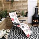 Padded Outdoor Garden Patio Recliner / Sun Lounger with Flowers
