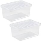 Storage Box Underbed 2 x 11 Litre Stackable Plastic Tidy Organiser Lid