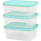 Storage Set of 3 2L Tub Food Lunch Box Kids Takeaway Plastic Lid Container