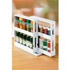 2-Tier&2-Row Rotating Jars Spice Rack Kitchen Storage Holder Shelf Cabinet Organizer