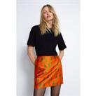Jacquard Orange Print Mini Skirt