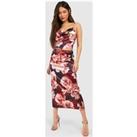 Satin Large Floral Floaty Midaxi Skirt
