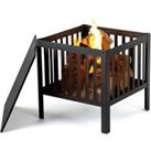 Square Fire Pit, Outdoor Heater - Black