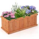 Raised Garden Bed Fir Wood Planter Box W/ Drainage Holes Elevated Patio Planter