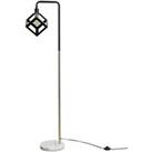 Talisman Black And Chrome Floor Lamp With Puzzle Shade Marble Base And E27 Filament Bulb