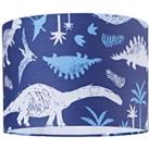 Modern and Fun Dinosaur Themed Navy Blue and White Cotton Children's Lamp Shade