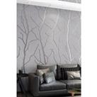 9.5M x 53Cm Modern Grey 3D Embossed Velvet Thick Wallpaper Roll