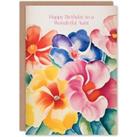 Aunt Happy Birthday Card Watercolour Flowers Spring Floral Pastel Hibiscus Geranium Gardener For Her