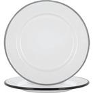 White Enamel Side Plates 20cm Black/Grey
