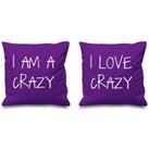 I Am Crazy I Love Crazy Purple Cushion Covers 16 x 16 Couples Cushions Valentines Wedding Anniversary Bedroom Decorati