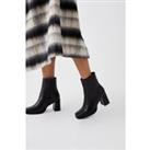 Wide Fit Anna Square Toe Block Heel Pointed Ankle Boots