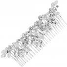 Silver Plated Clear Crystal Freya Princess Bead Hair Comb - Gift Pouch