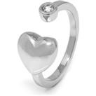 Adjustable Heart Kiss Ring Silver