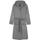 Hooded Dressing Gown With Sherpa Hood And Cuffs