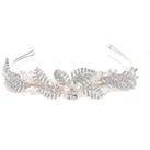 Leah Crystal Pave Leaf And Pearl Tiara - Gift Pouch