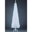 5Ft Artificial Flocked Slim Green Christmas Pencil Tree Holiday Home Decorations with Pointed Tips