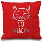 Red Cushion Cover Cat Lady 16 x 16 Mum Friend Gift Decorative