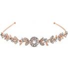 Rose Gold Crystal Leaf Headband - Gift Pouch