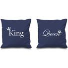 King And Queen Crown Navy Cushion Covers 16 x 16 Couples Cushions Valentines Anniversary Boyfriend Girlfriend Bedroom