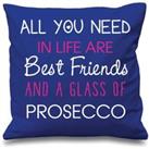 Blue Cushion Cover All You Need In Life Are Best Friends And A Glass Of Prosecco 16 x 16 Mum Friend Gift Decorative Cu