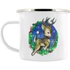 Kitsch Reindeer Enamel Christmas Mug