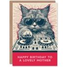 Mother Happy Birthday Card DJ Moggie Retro Cool Cat On Decks Fun Funny For Her Greeting Card