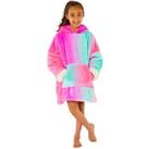 Neon Ombre Print Oversized Sherpa Fleece Hooded Blanket Wearable Throw