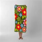 Red And Blue Flowers Beach Towel