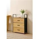 Freestanding 3-Drawer Wood and Fabric Storage Cabinet