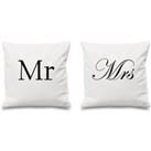 Mr and Mrs White Cushion Covers 16 x 16 Couples Cushions Valentines Wedding Anniversary Bedroom Decorative Cushion Hom