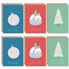 Christmas Patterns Ornament Pudding Tree Greeting Cards With Envelopes Pack of 6
