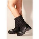 'Harleen' Chunky Sole Puffy Ankle Boots With Lace Up