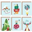 Festive Cute and Quirky Christmas Greeting Cards With Envelopes Pack of 6
