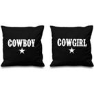 Cowboy Cowgirl Black Cushion Covers 16 x 16 Couples Cushions Valentines Anniversary Boyfriend Girlfriend Bedroom Decor