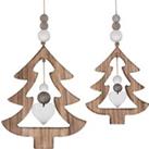 Wicker Set of 2 Hanging Christmas Trees
