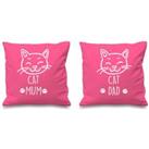 Cat Mum Cat Dad Pink Cushion Covers 16 x 16 Couples Cushions Valentines Anniversary Boyfriend