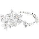 Lila Silver Floral Crystal And Pearl Hair Vine - Gift Pouch