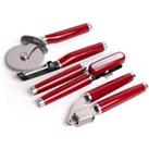 4pc Empire Red Kitchen Utensil Set with Multi-Function Can Opener, Pizza Wheel, Garlic Press & Euro Peeler