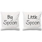Big Spoon Little Spoon White Cushion Covers 16 x 16 Couples Cushions Valentines Wedding Anniversary Bedroom Decorative